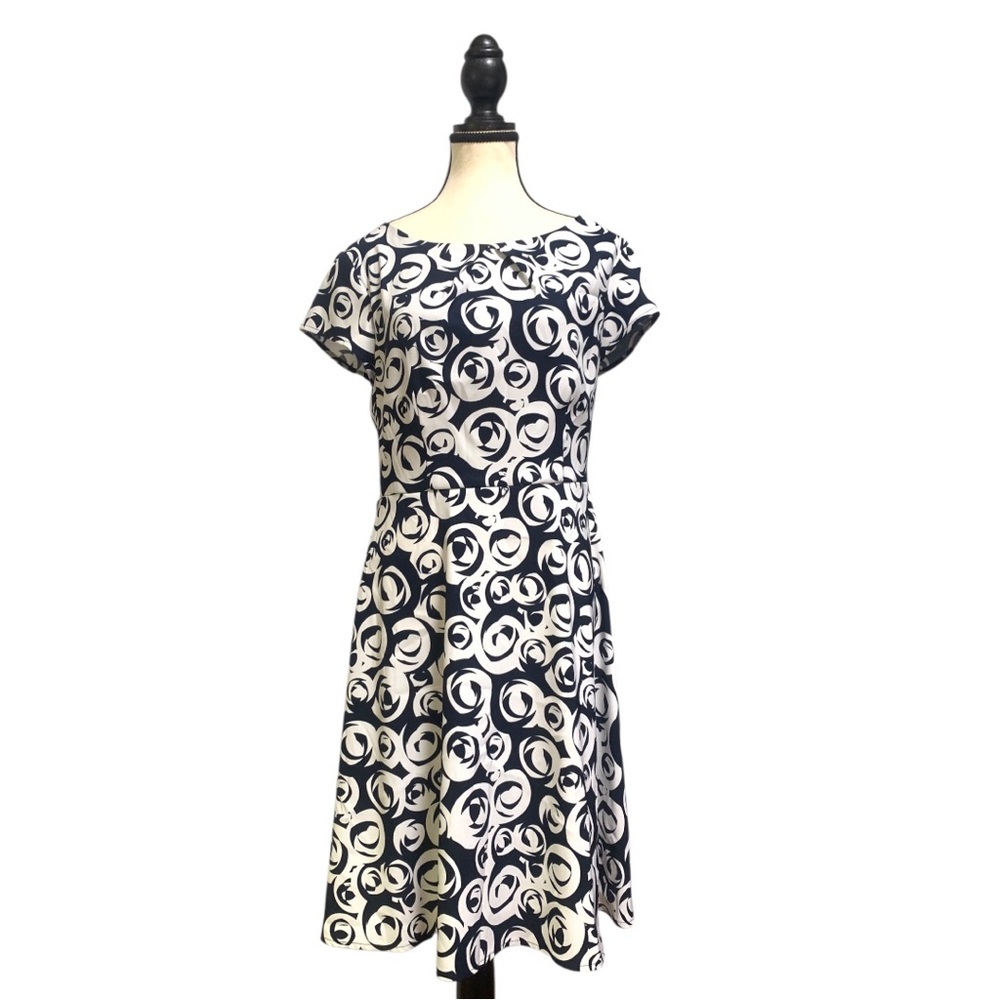 Connected Apparel Navy and White Dress